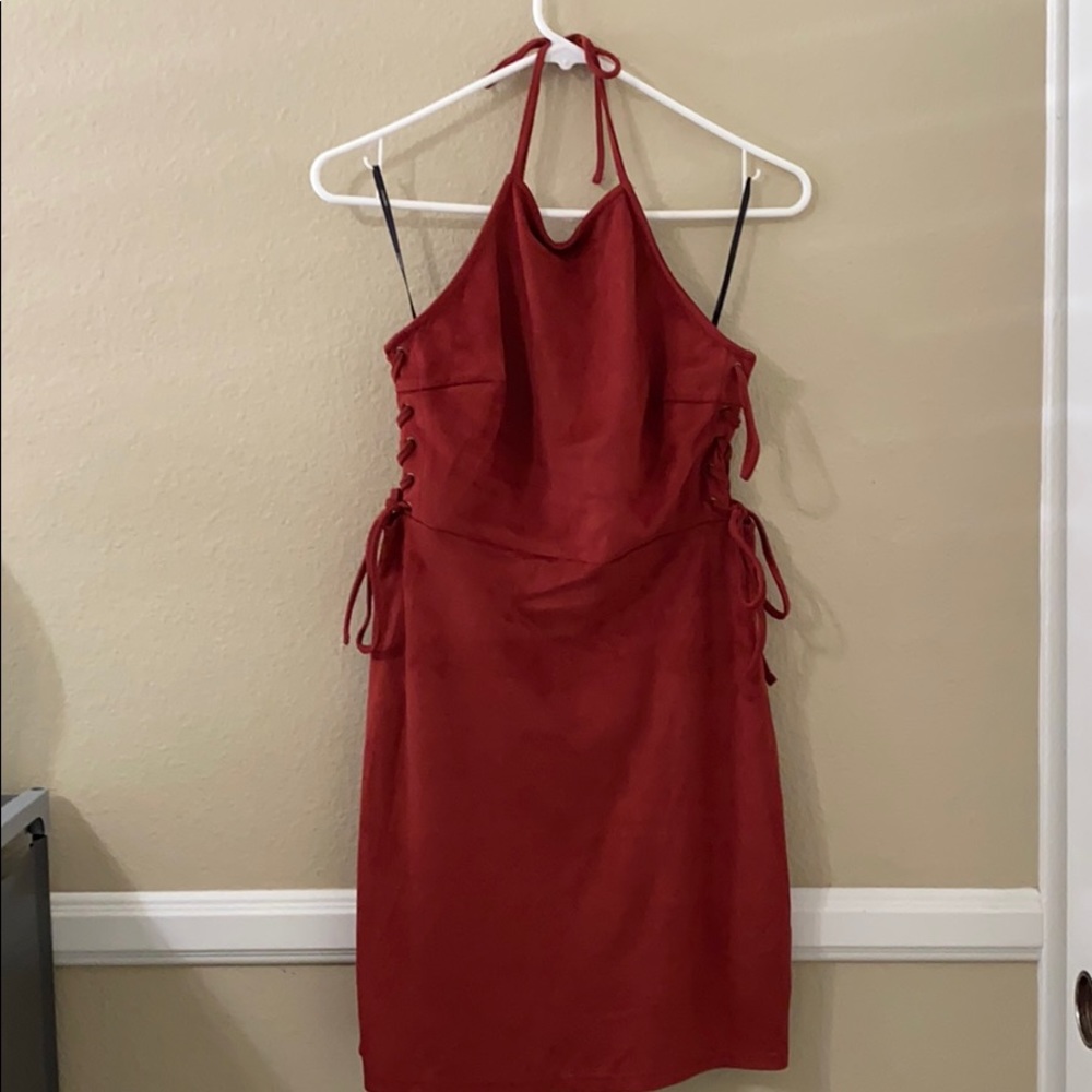 FOREVER21 Women’s Velvet Rust Halter Mini Dress Size M NWT